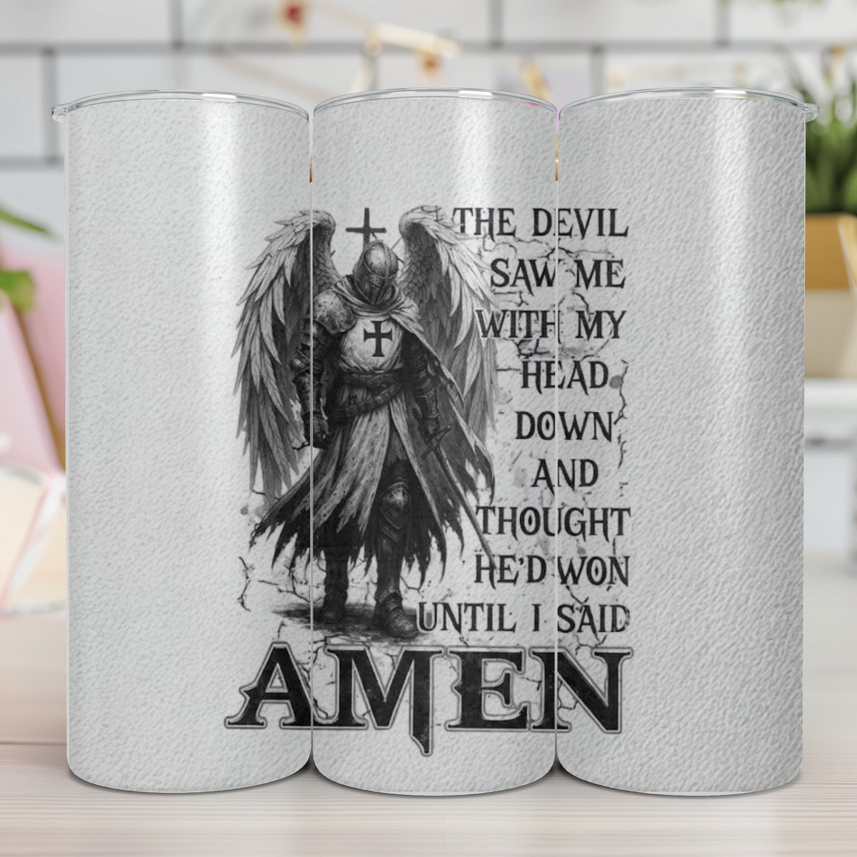 Christian Warrior “Amen” 20 oz Insulated Tumbler – Inspirational Faith Gift
