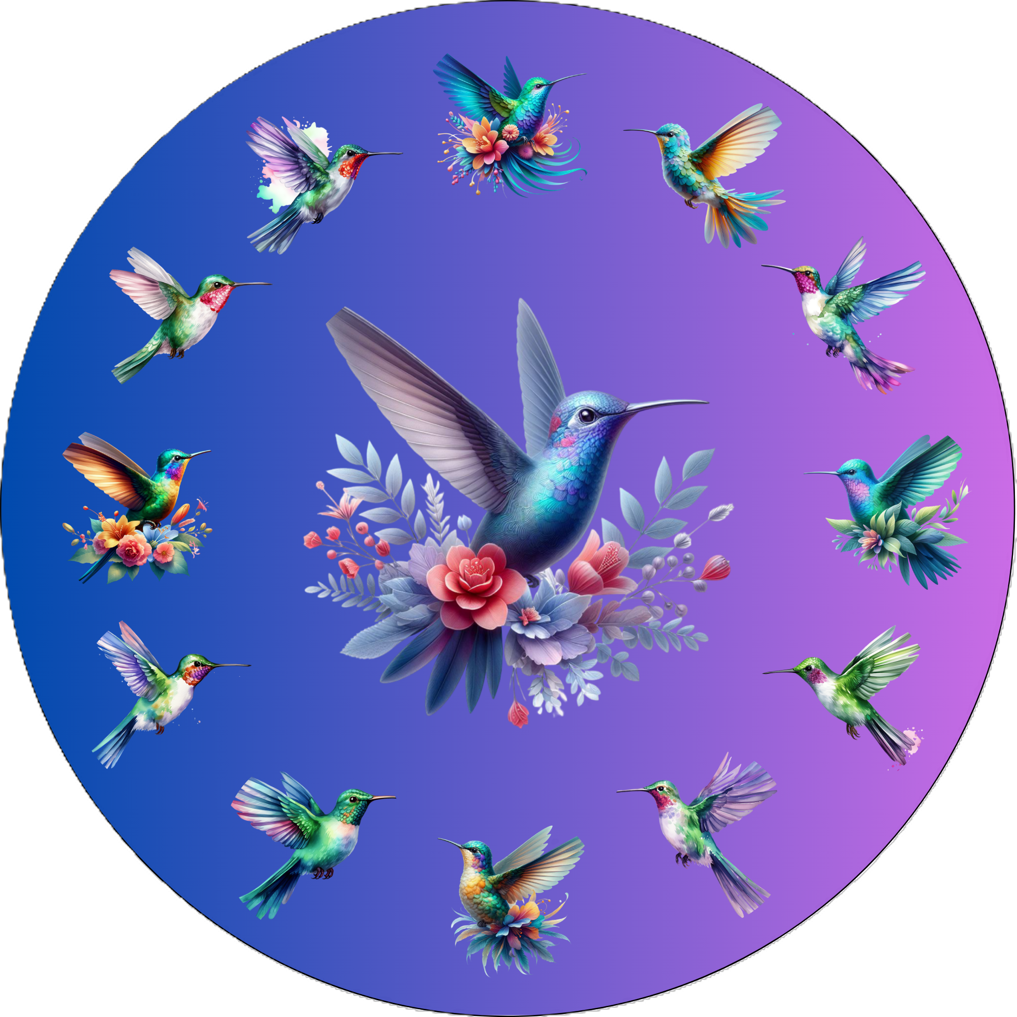 Hummingbird Glass Wall Clock
