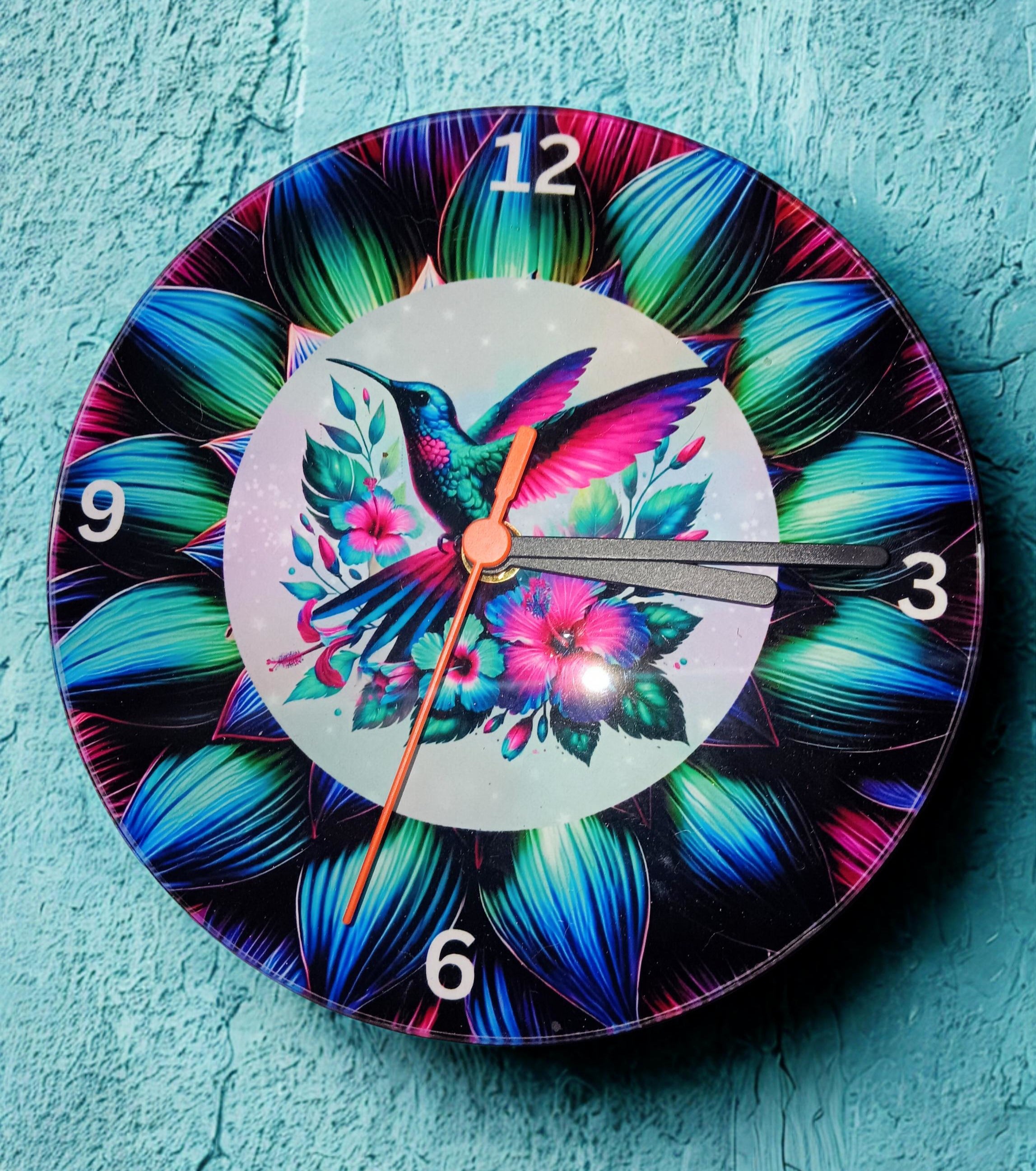 Hummingbird Glass Clock