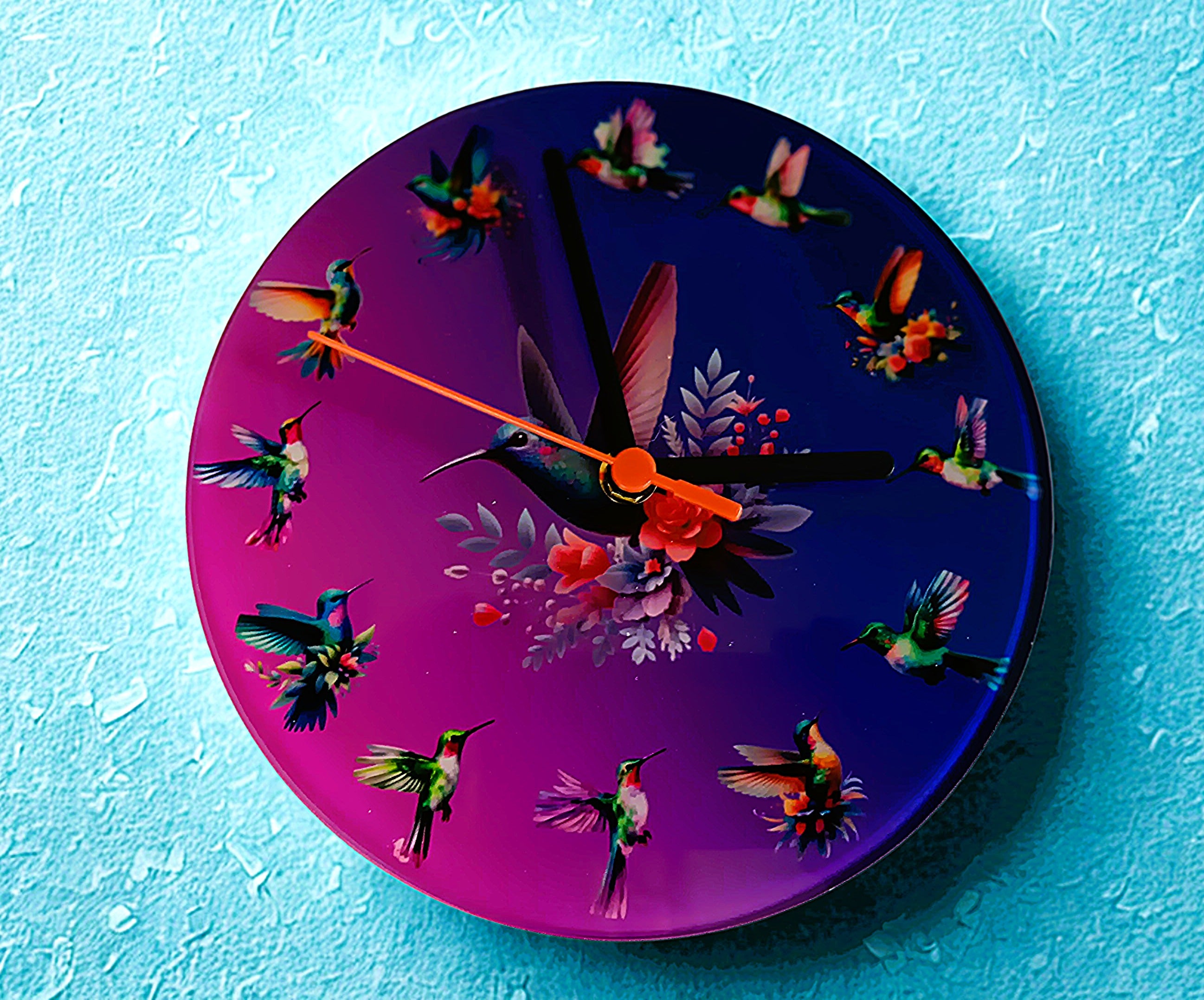 Hummingbird Glass Wall Clock