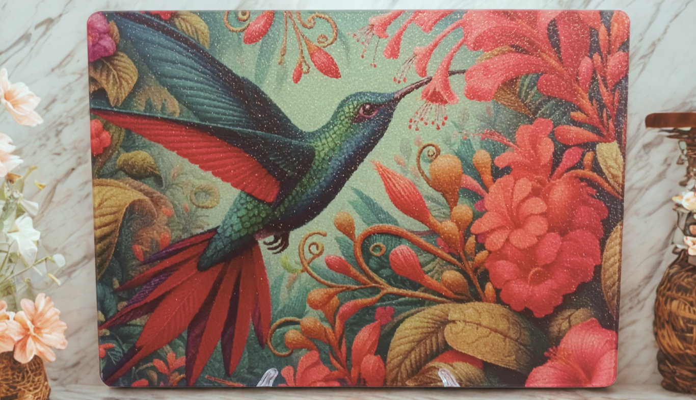 Hummingbird with Tropical Flora