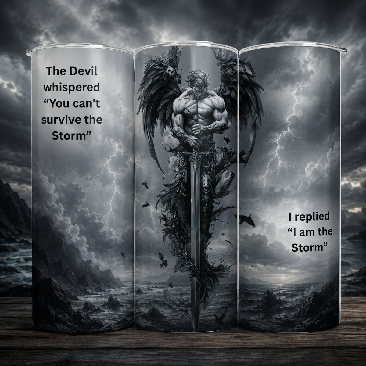 20oz Insulated Tumbler – Faithful Warrior Monochrome Design