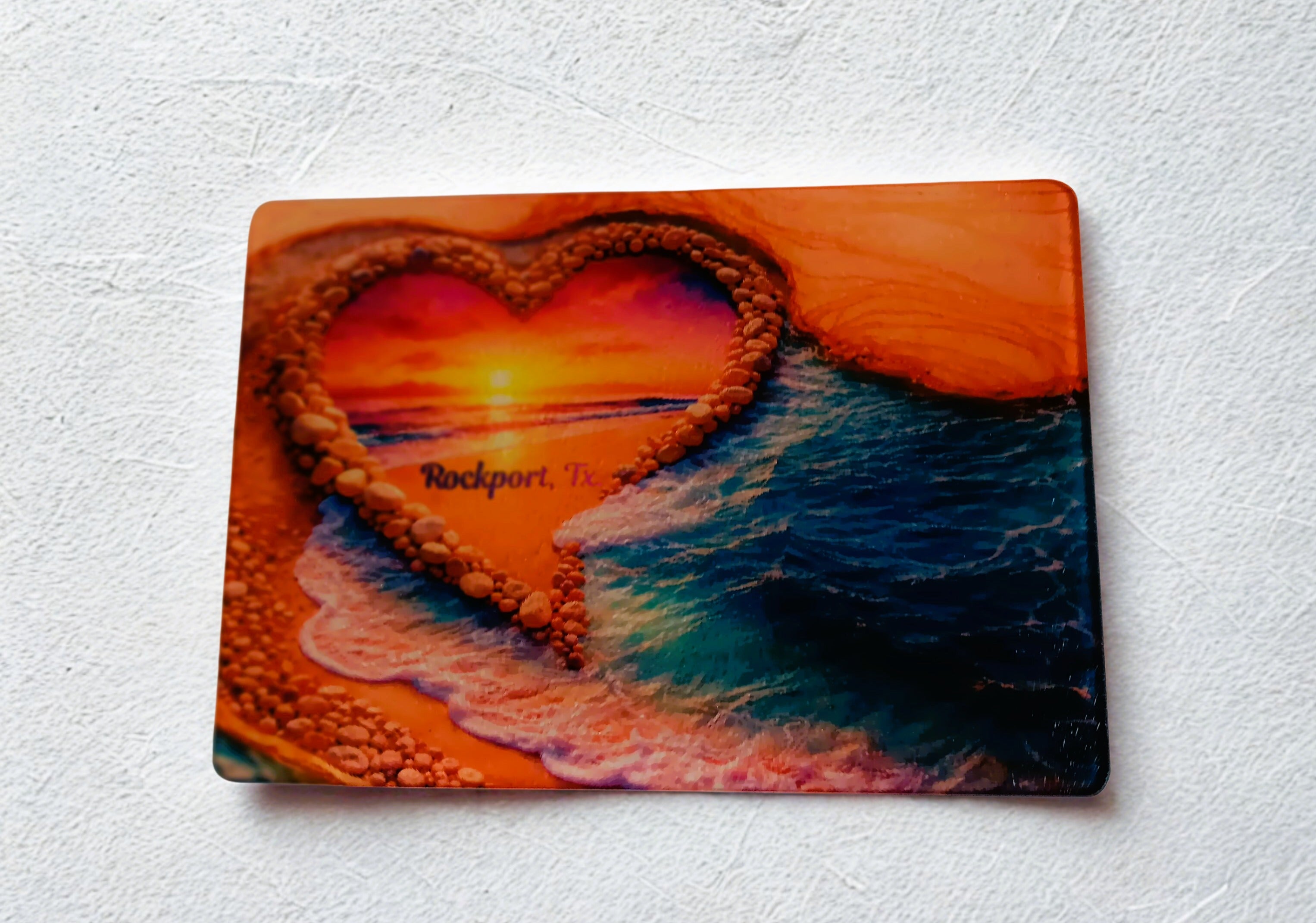 Beach themed Glass Cutting Board at sunset