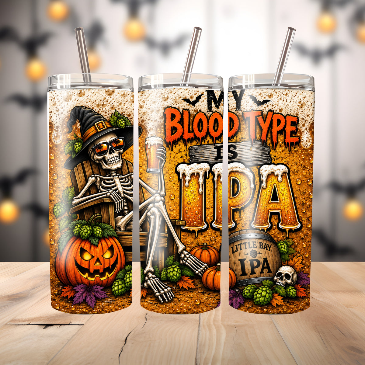 My Blood Type Is IPA Halloween 20oz Double-Wall Insulated Tumbler