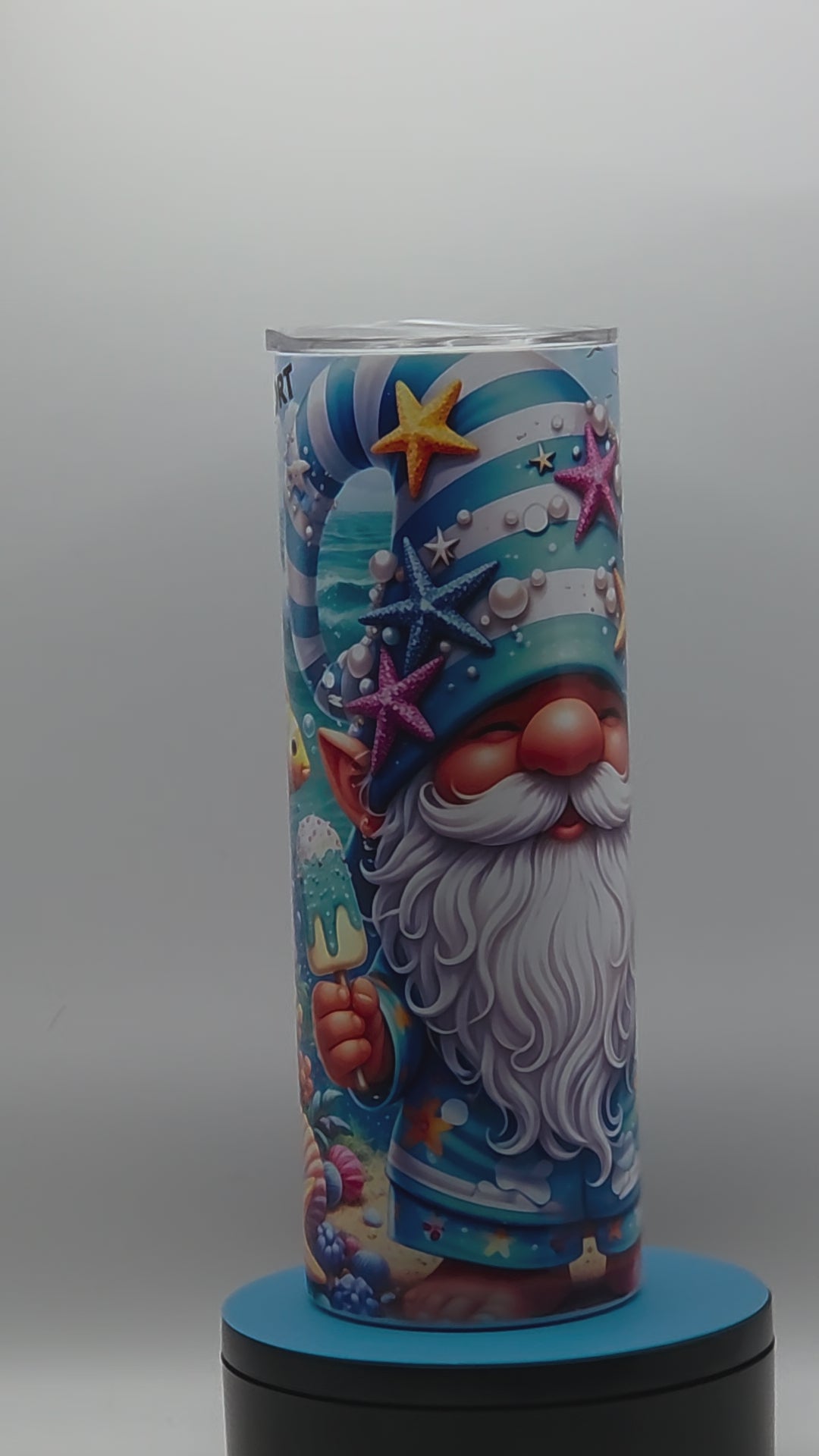 20oz Insulated Tumbler – Whimsical Beach Gnome Design
