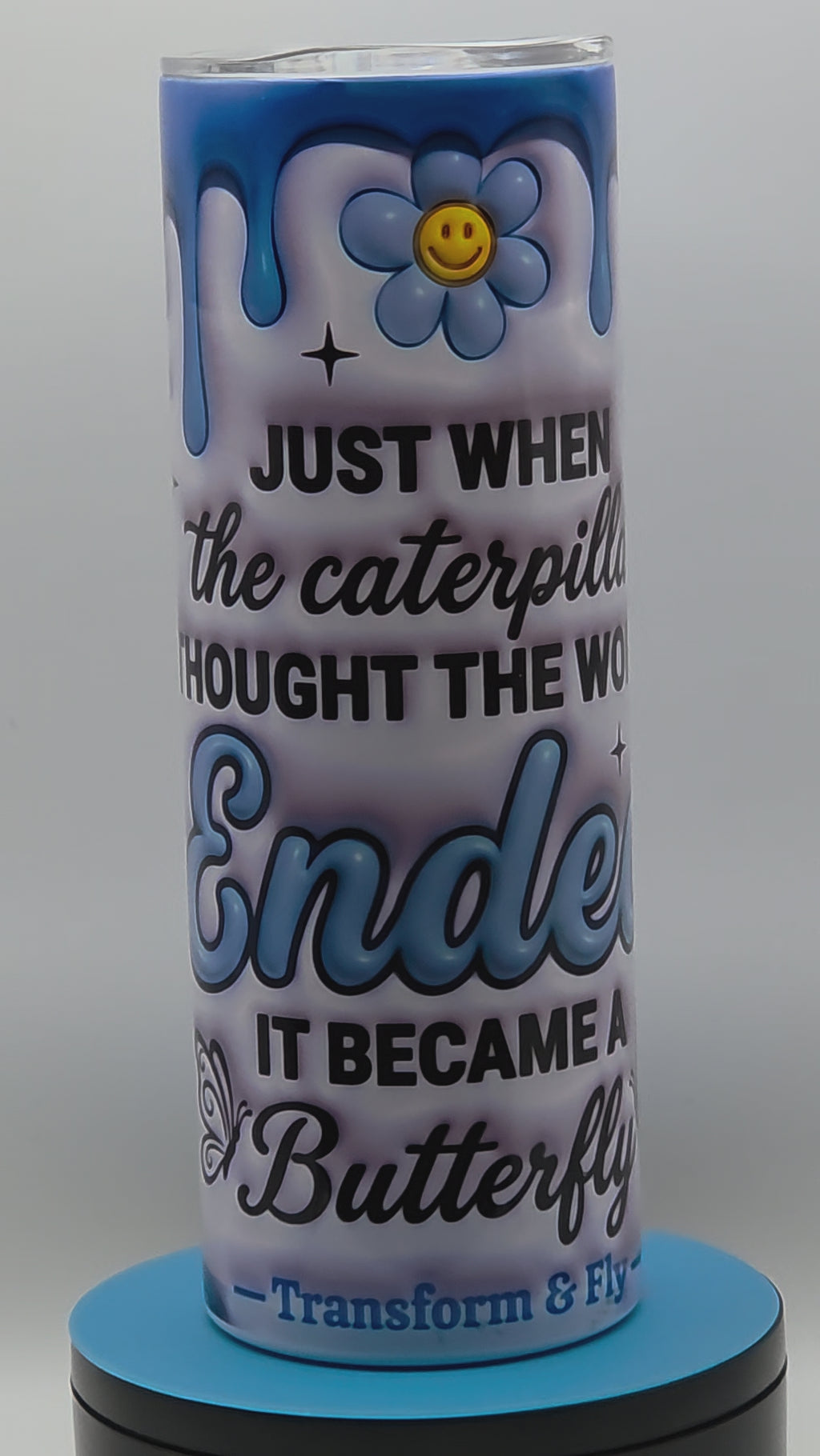 20oz Insulated Stainless Steel Tumbler – "Transform & Fly" Butterfly Design