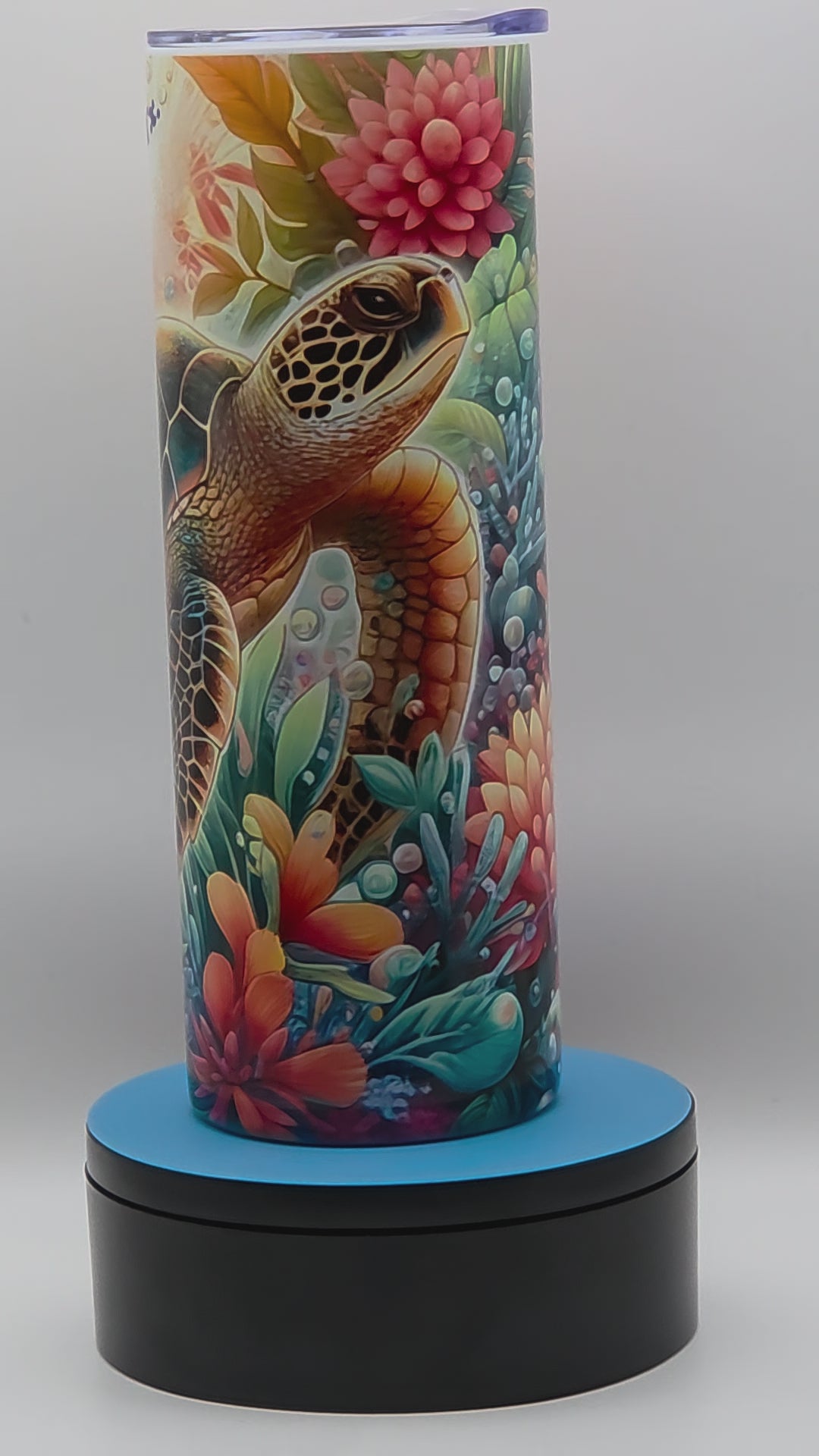 20oz Insulated Tumbler – Tropical Sea Turtle Garden Design