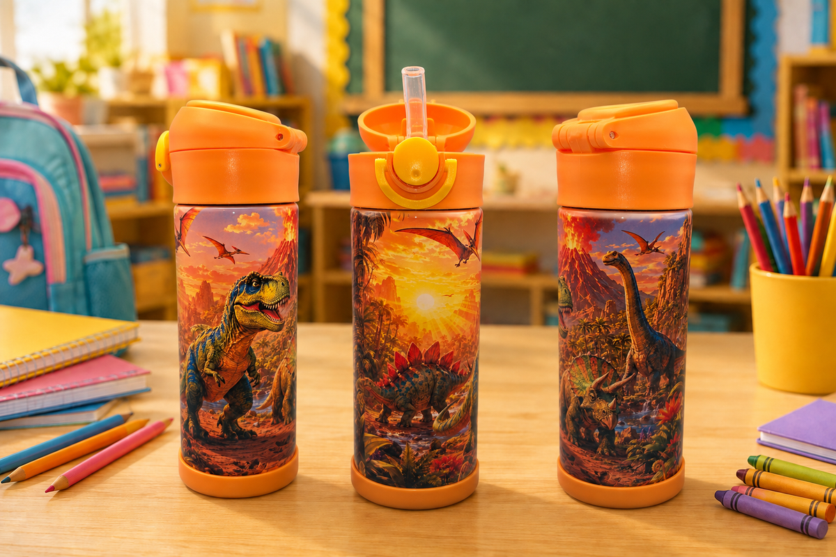 Back-to-School Dinosaur 12oz Insulated Flip-Top Tumbler